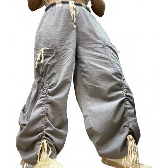 BLUE VELVET Pants - NEW BLUE VELVET women's tape elastic waist jogger parachute pants in dusty blue